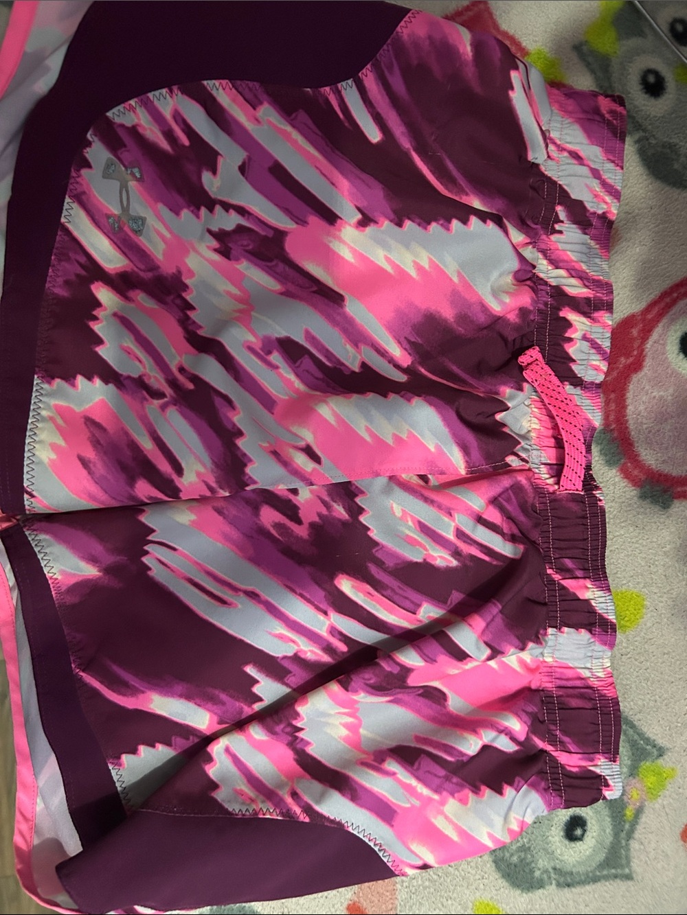 Under Armour Girls Purple and Pink Patterned Athletic Shorts